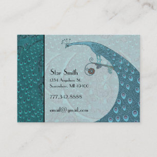 Teal Art Nouveau Vintage Peacock Boutique Card