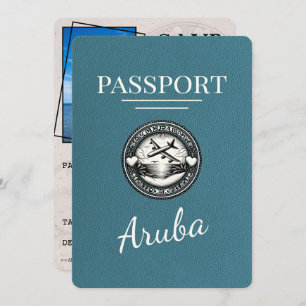 Teal Aruba Passport Save The Date