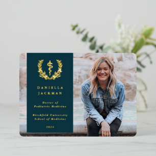 Teal Asclepius Medical Graduation Announcement