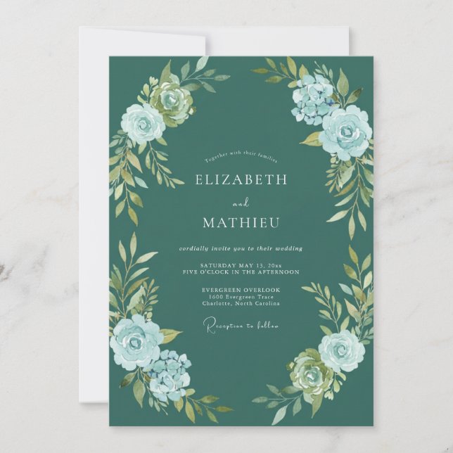 Teal Atmospheric Winter Wedding Invitation (Front)