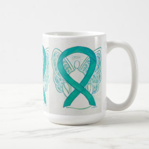 Teal Awareness Ribbon Angel Art Mug