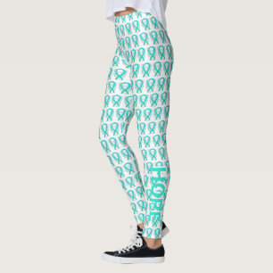Teal Awareness Ribbon Angel Hope & Cure Leggings