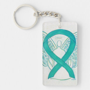 Teal Awareness Ribbon Angel Key chain