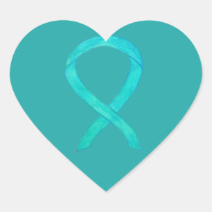 Teal Awareness Ribbon Custom Art Decal Stickers