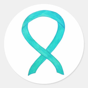 Teal Awareness Ribbon Custom Art Decal Stickers