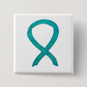 Teal Awareness Ribbon Custom Art Lapel Pin