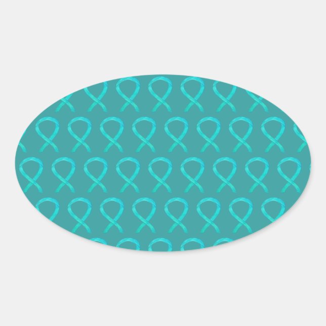 Teal Awareness Ribbon Custom Art Sticker Decals (Front)
