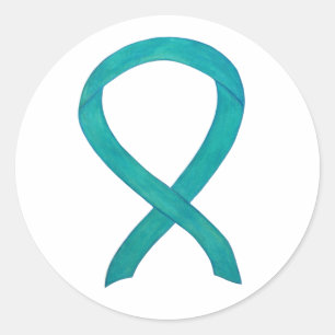 Teal Awareness Ribbon Custom Art Sticker Decals