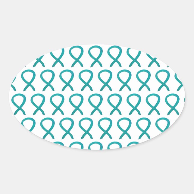 Teal Awareness Ribbon Custom Art Sticker Decals (Front)