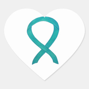 Teal Awareness Ribbon Custom Art Sticker Decals