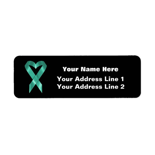 Teal Awareness Ribbon (customisable) Return Address Label (Front)