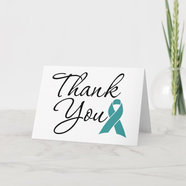 Teal Awareness Ribbon Thank You Card (Front)