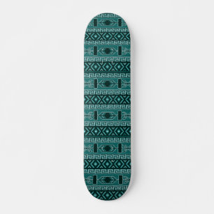 Teal Aztec Pattern Skateboard