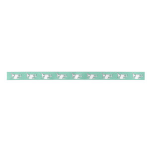 Teal Baby Goats 1.5" Wide Satin Ribbon