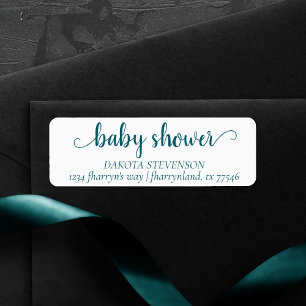 Teal Baby Shower Aqua Blue-Green Return Address Return Address Label