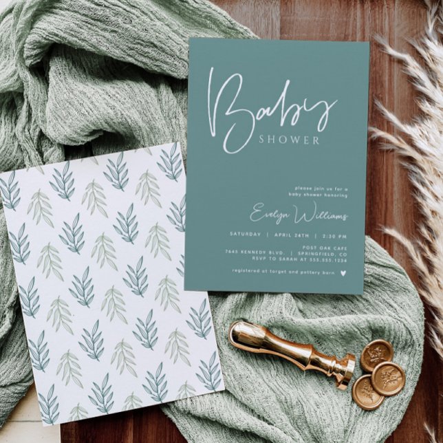 Teal Baby Shower Minimalist Invitation (Creator Uploaded)