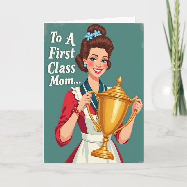 Teal Backdrop Mom Trophy Card (Front)