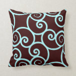 teal background and brown abstract pattern pillow<br><div class="desc">abstract swirl,  teal light blue and brown chocolate pillow Design by Sandy Closs</div>