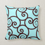 teal background and brown abstract pattern pillow<br><div class="desc">abstract swirl,  teal light blue and brown chocolate pillow Design by Sandy Closs</div>