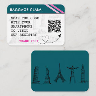 Teal Baggage Claim Bridal Shower Registry Enclosure Card