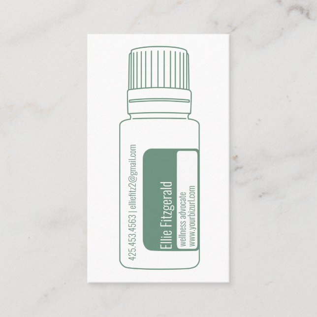 Teal Balance Blue Essential Oil Bottle Business Card (Front)