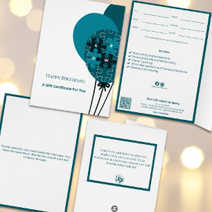 Teal Balloon SMB Happy Birthday Gift Certificate