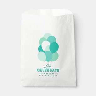 Teal Balloons Let's Celebrate Any Age Birthday Favour Bag