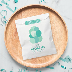 Teal Balloons Let's Celebrate Any Age Birthday Favour Bag