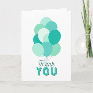 Teal Balloons Thank You Card