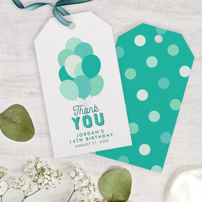 Teal Balloons Thank You Gift Tags (Creator Uploaded)