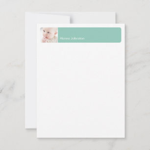 Teal band photo modern thank you flat note card