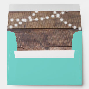 Teal Barnwood Lights Personalised Envelopes