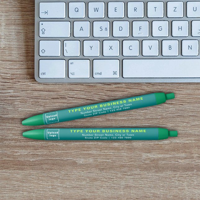 Teal Barrel Business Brand on Ink Pen (Ink pen with teal green barrel and your business brand)