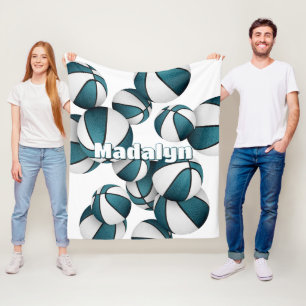 teal basketball team colors kids sports room decor fleece blanket