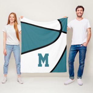 teal basketball team colours athletic decor fleece blanket
