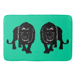 Teal Bath Mat with Lions or Choose Colour
