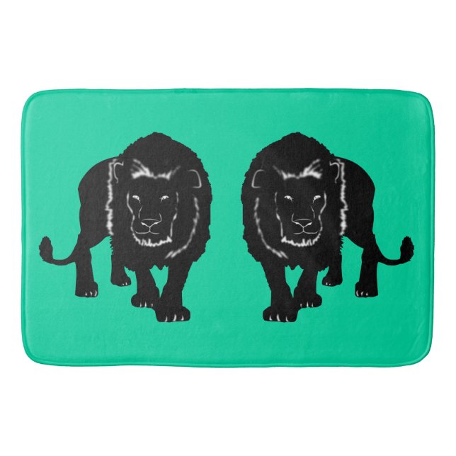 Teal Bath Mat with Lions or Choose Colour (Front)