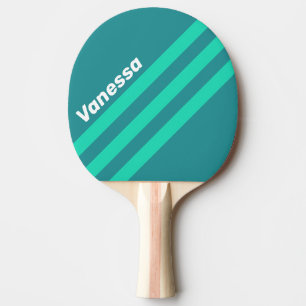 Teal Beach Breeze Angled Striping with Name Ping Pong Paddle