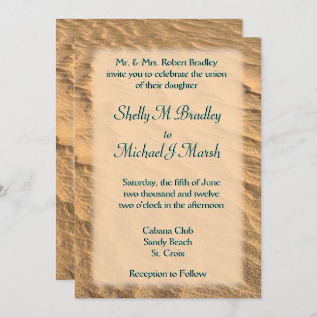 Teal Beach Destination Wedding Invitation (Front/Back)