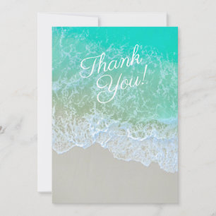 Teal Beach Photo, Personalise Message & Name Thank You Card