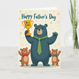 Teal Bear Fathers Day Trophy Card