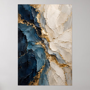 Teal Beige and Gold Geometric Abstract Wall Art