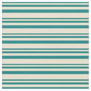 Teal & Beige Pattern of Stripes Fabric