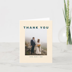 Teal + Beige Wes Anderson Photo Thank You Card