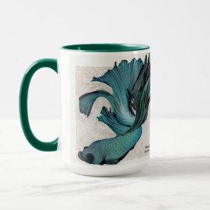 Teal Betta Fish Personalise Large Coffee Mug