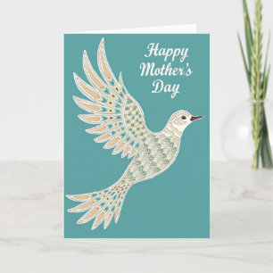 Teal Bird Affection Mothers Day Card