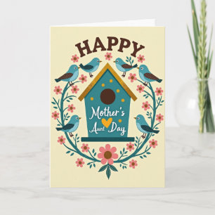 Teal Birdhouse Aunts Day Card