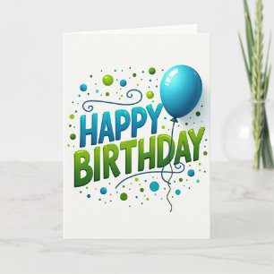 Teal Birthday Balloon Card