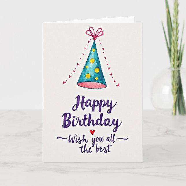 Teal Birthday Headpiece Card (Front)