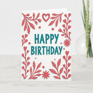 Teal Birthday Illustration Card